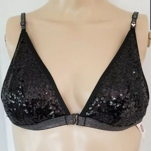 Victoria's Secret Black Sequin Bralette Bra  Sz M